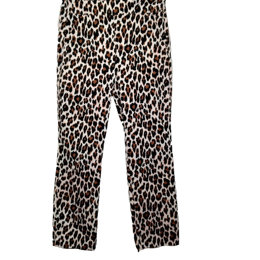 J Crew Remi Pants Women Size 6 Leopard Print Stretch Twill Zip Up Cat Print